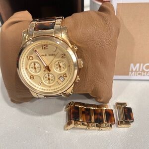 Michael Kors Gold and Women’s tortoise shell Watch